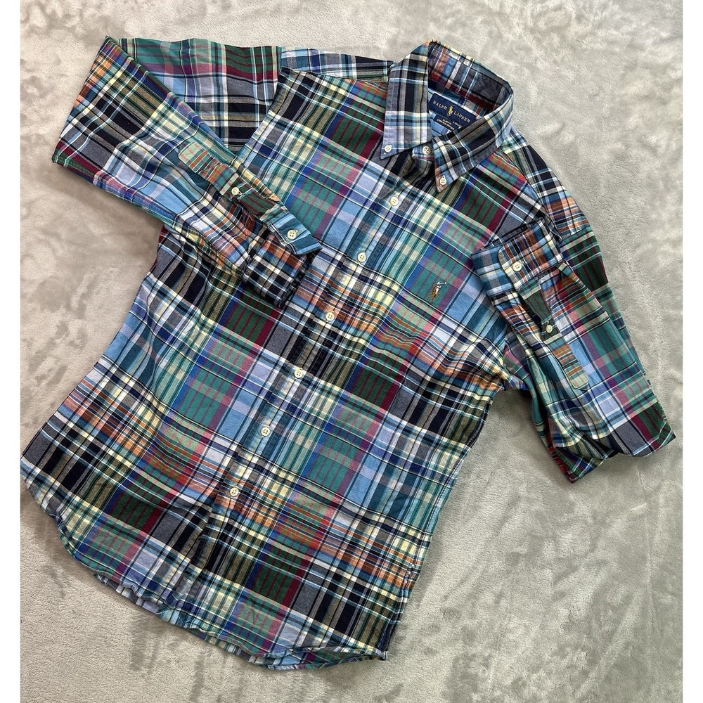Ralph Lauren Slim Fit Stretch Oxford Mens M Button Down Long Sleeve Shirt Preppy